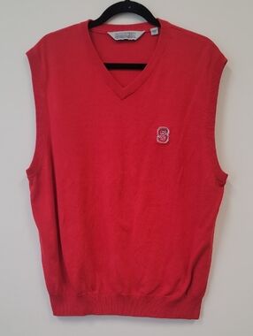 Campus Specialties Knit Vest NCSU Red Size L VTG Vintage